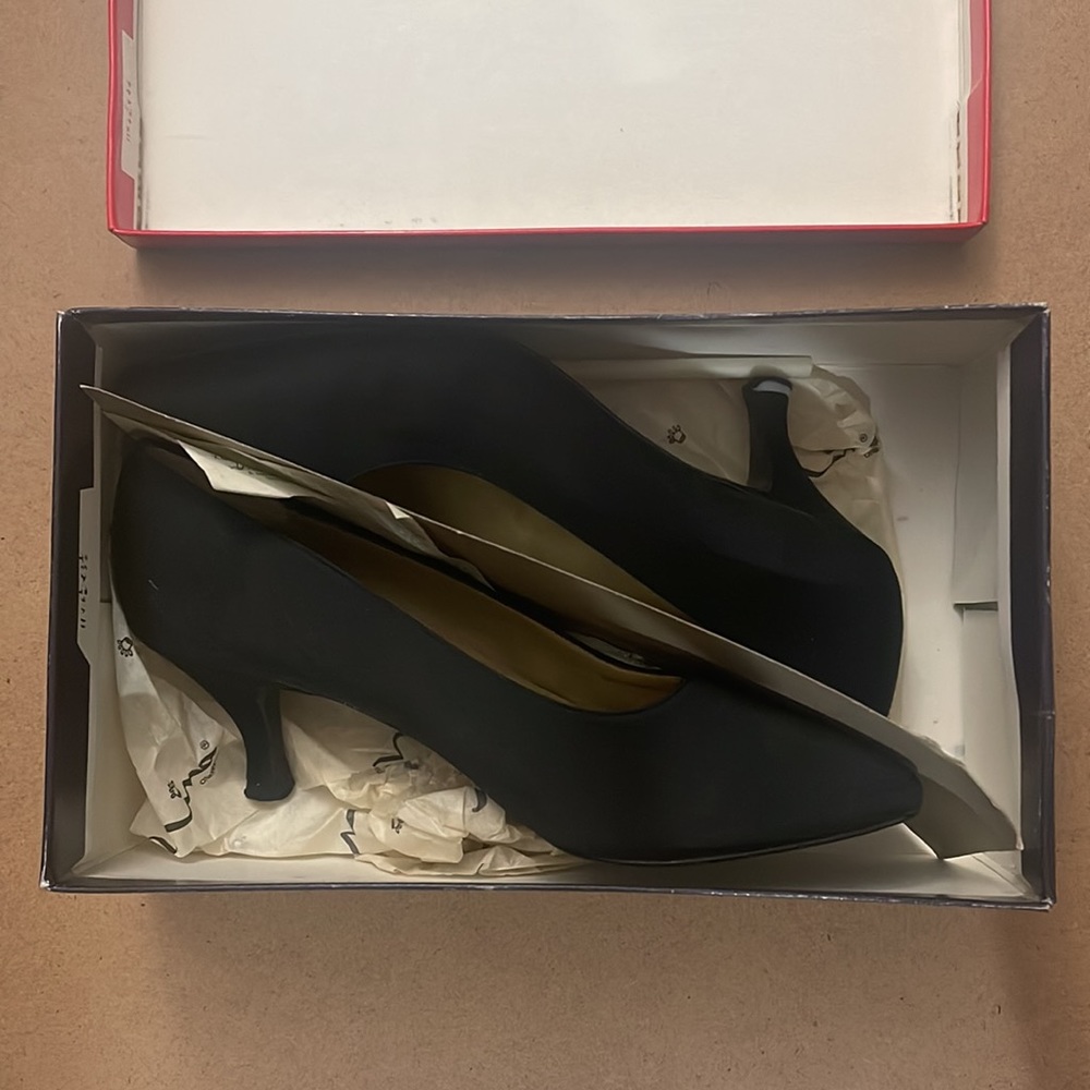 Nina Jasper-LS Black Luster Satin |size: 7.5